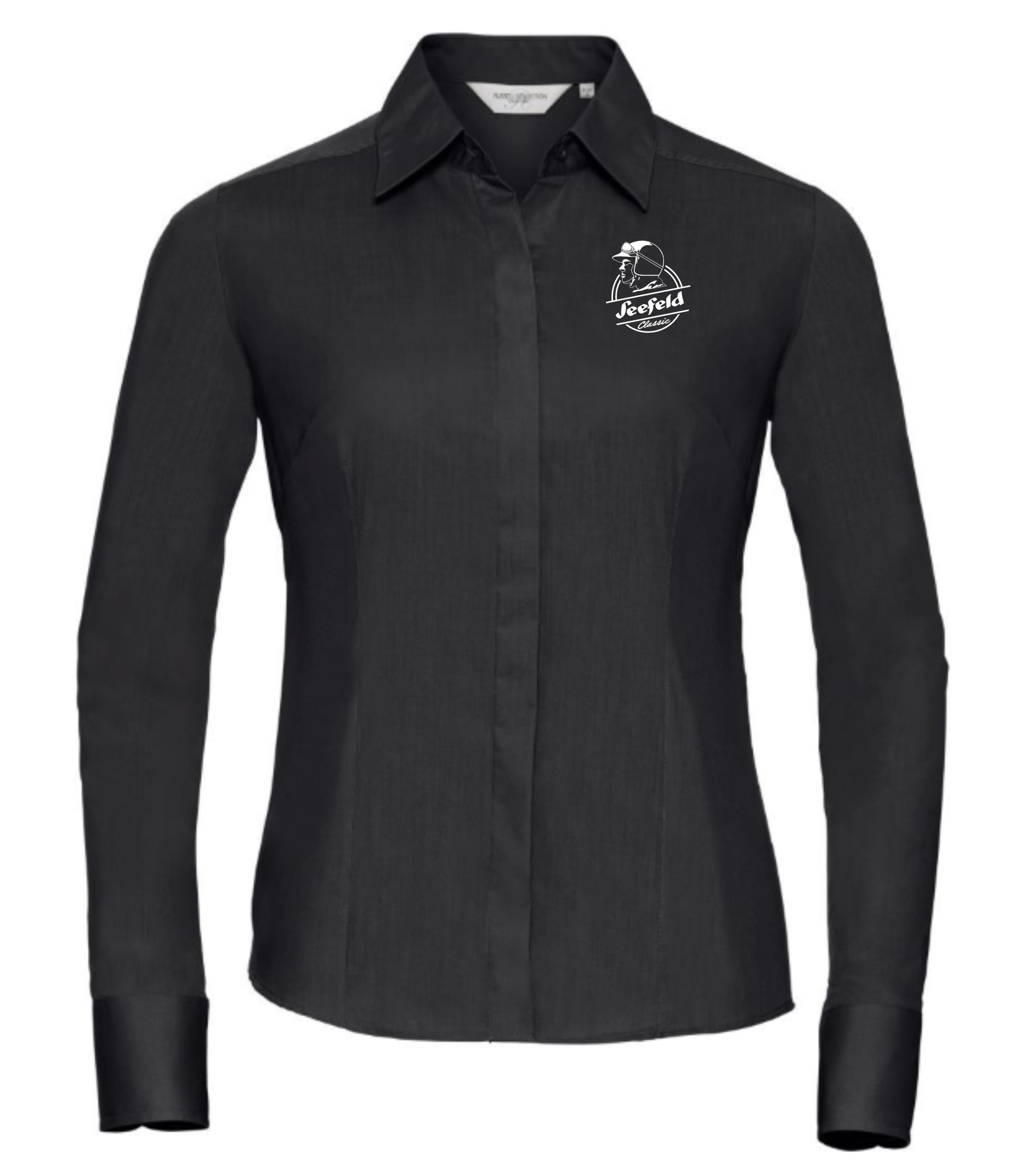 Ladies´ L/S Poly-Cotton Easy Care Fitted Poplin Shirt - Schwarz