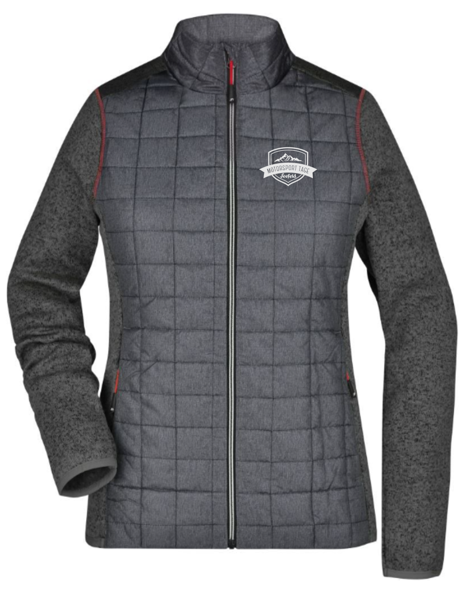 Damen Strick Hybrid Jacke - Grau